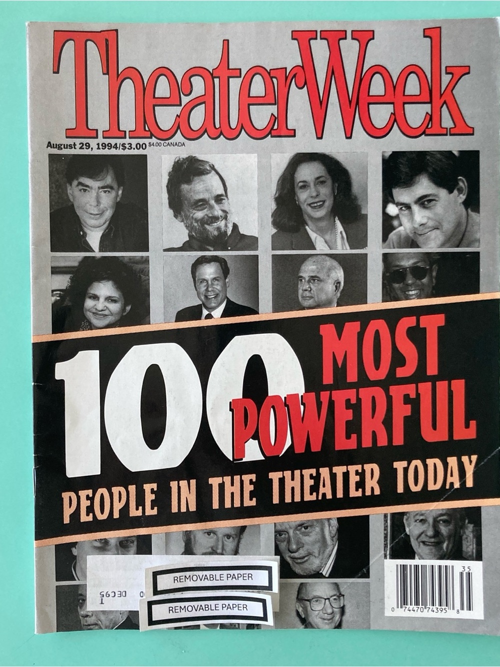 Most Powerful people in the Theater Week Magazine August 29 1994 Label Attached